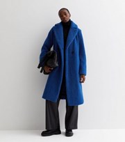 New Look Tall Bright Blue Teddy Double Breasted Coat